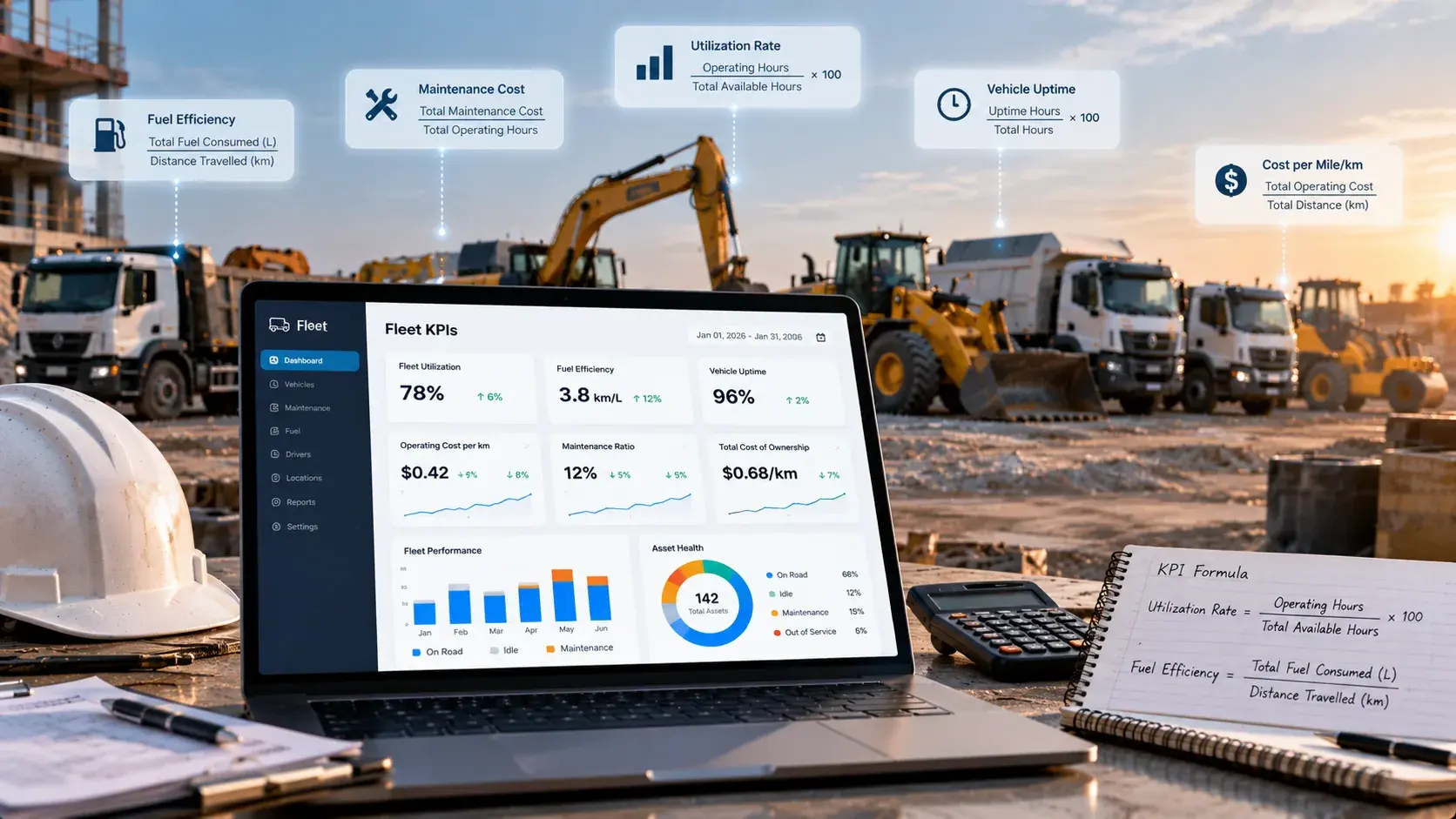 15 Fleet Management KPIs With Formulas: Utilization, Cost per Mile, Uptime and More