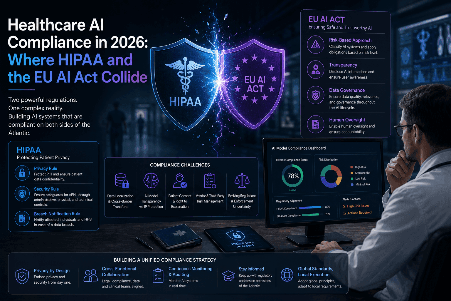 Healthcare AI Compliance in 2026: Where HIPAA and the EU AI Act Collide