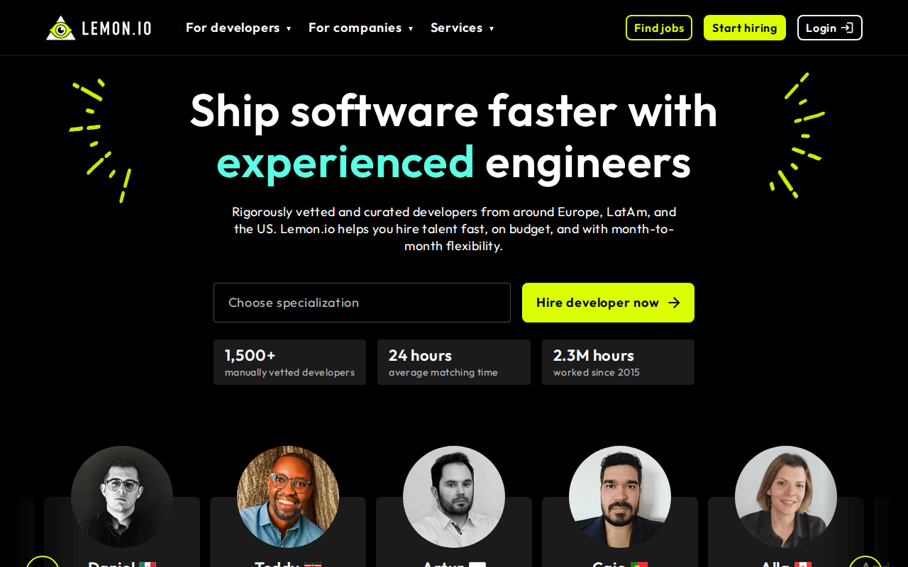 Vetted developer marketplace screenshot
