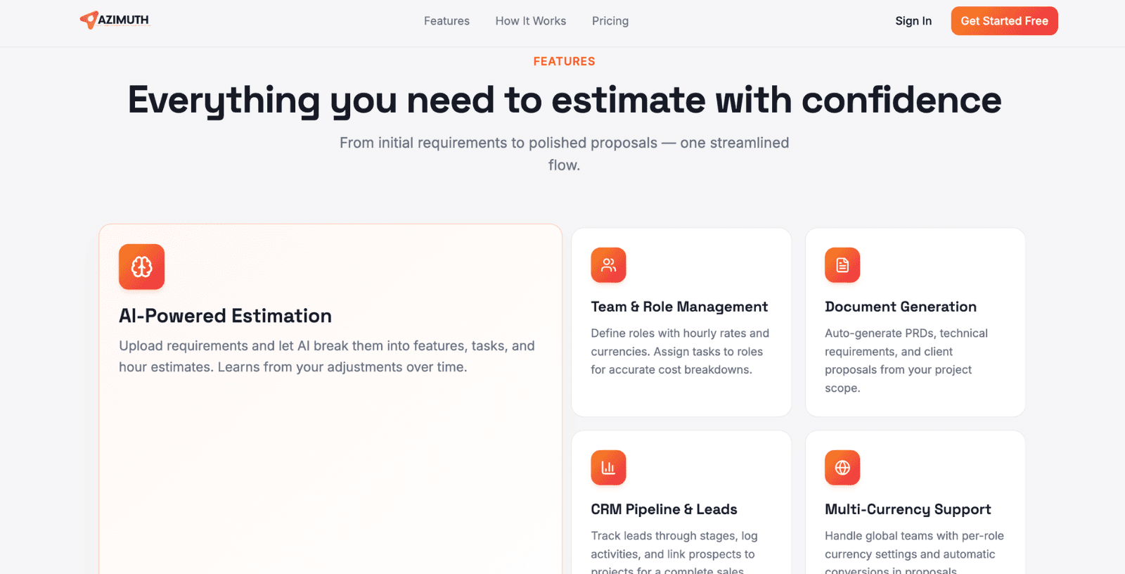 Azimuth — AI-Powered Project Estimation & Proposal SaaS screenshot 2