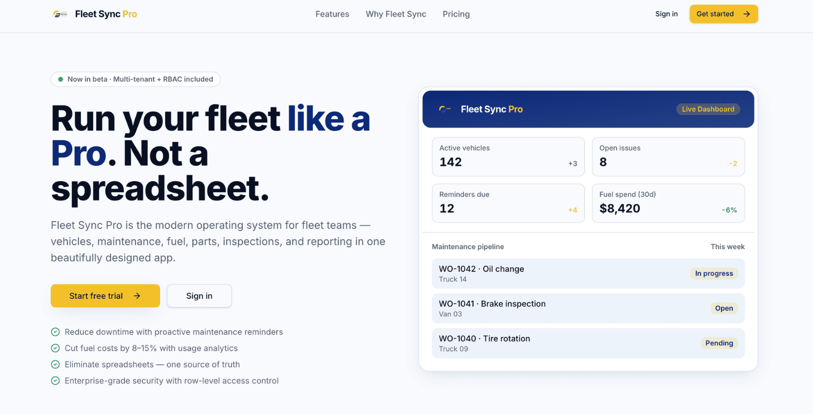 Fleet Sync Pro — Modern Fleet Operations SaaS Platform