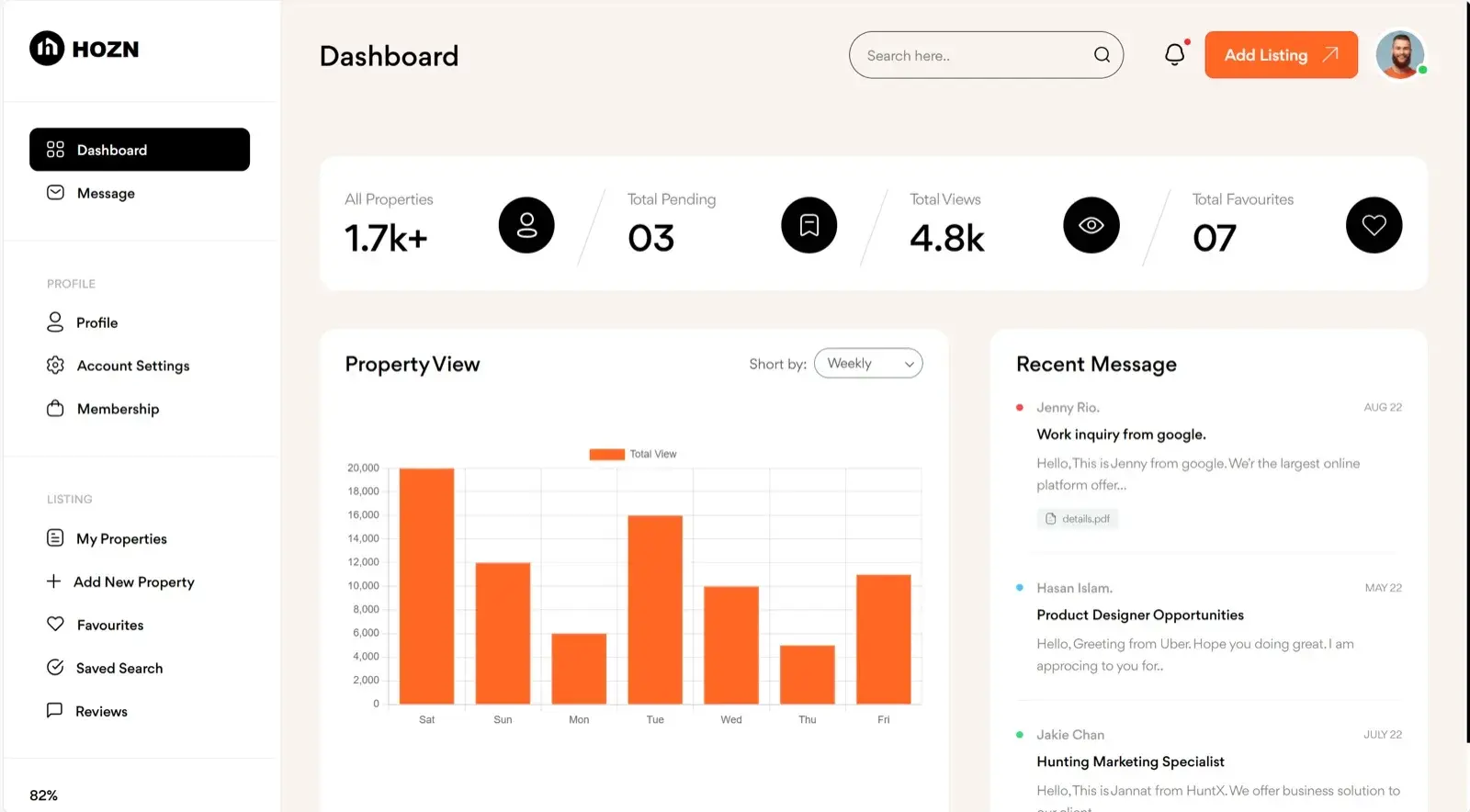 Hozn — Full-Stack Real Estate Listing & Management Platform screenshot 3