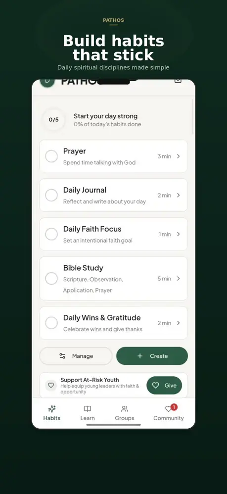 MyPathos — Faith-Based Habit Tracker & Community App screenshot 1