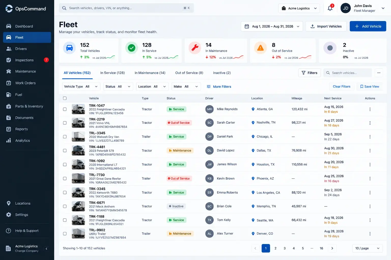 OpsCommand — Enterprise Fleet, Logistics & Intelligent Operations Platform screenshot 2