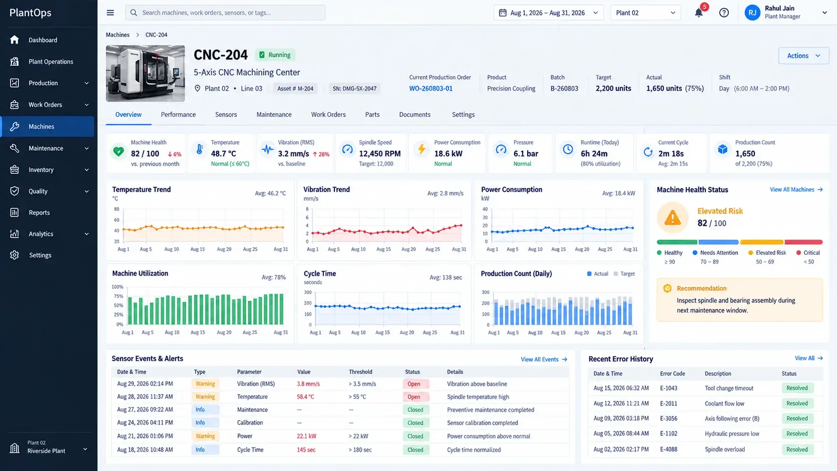 PlantOps — Enterprise Manufacturing Operations & Industrial IoT Platform screenshot 3